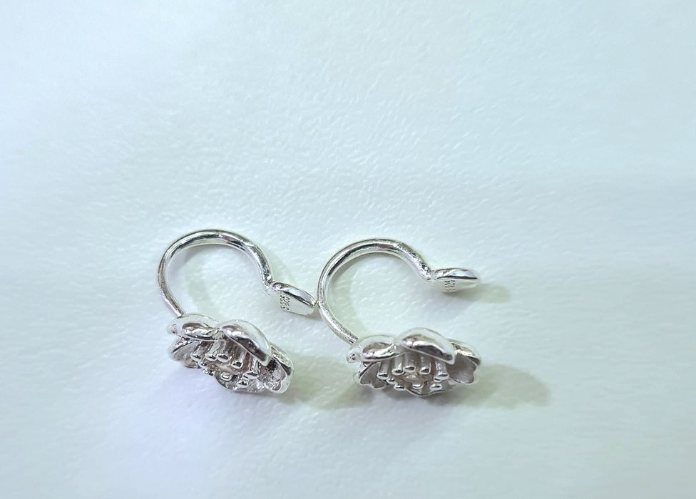 Детски обеци цвете с кристал без дупчене / детски обеци / бебешки обец