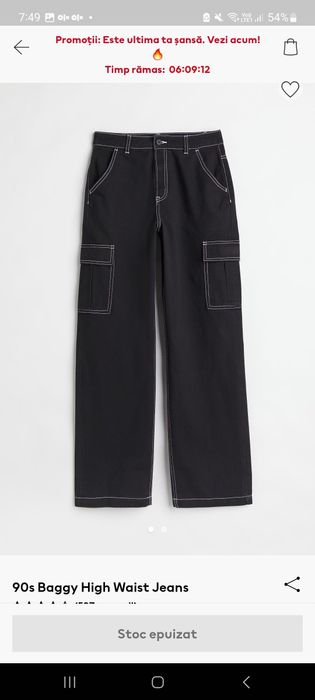 blugi negrii cargo h&m marimea 32