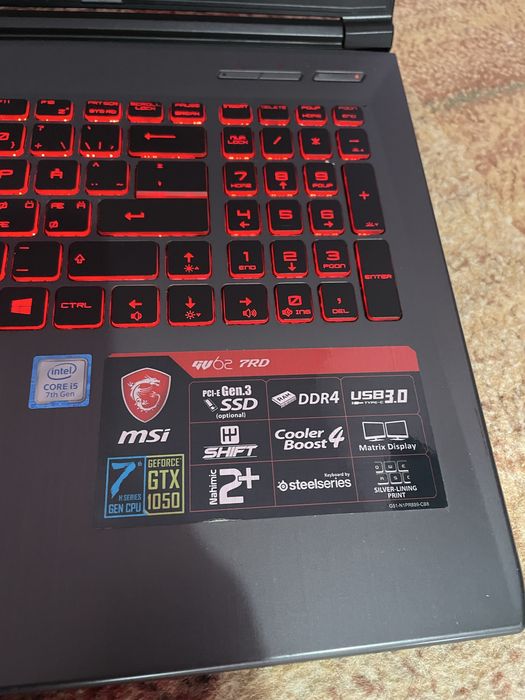 Laptop Gaming MSI GV62, 16gb ram, Gtx 1050,i5-7300Hq, Ssd