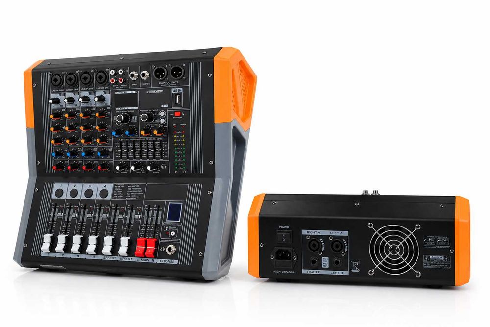 Mixer audio 4 canale 2 x 500W KTML4 Stereo 99 Efecte DSP cu amplificator Bluetooth USB Egalizator