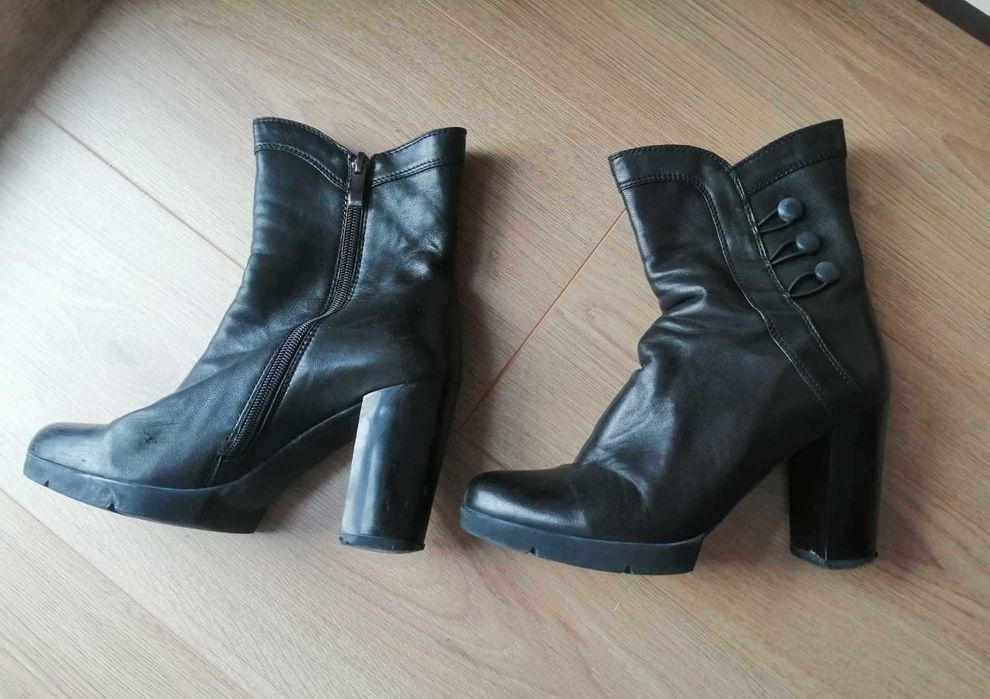 Дамски черни ботуши с цип, платформа с грайфер, н. 36 естествена кожа