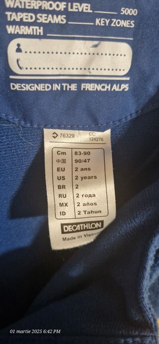 Pantaloni/salopeta impermeabila