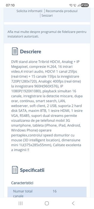 Dvr dahua 16 canale