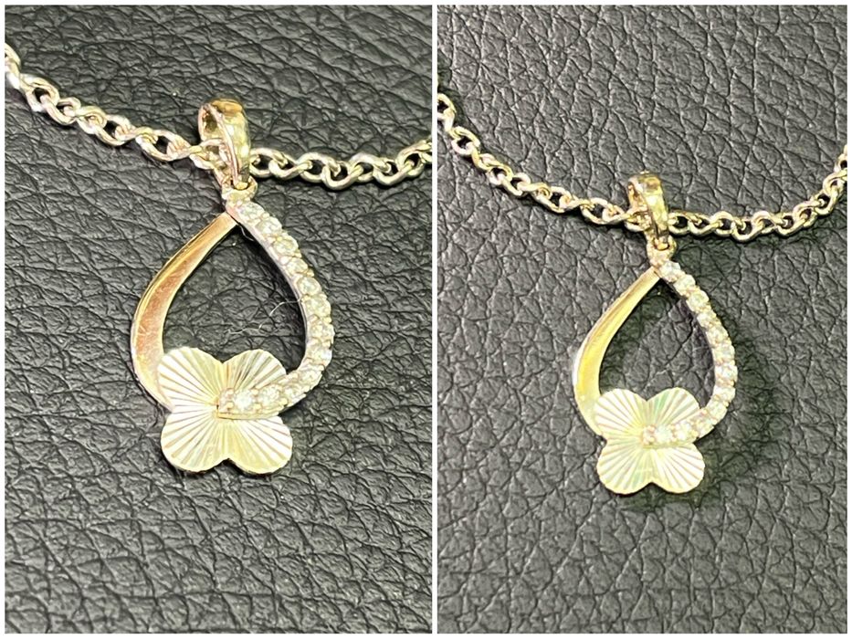 Бяло Злато синджир висулка медальон циркон zlaten 14 K 585 gold