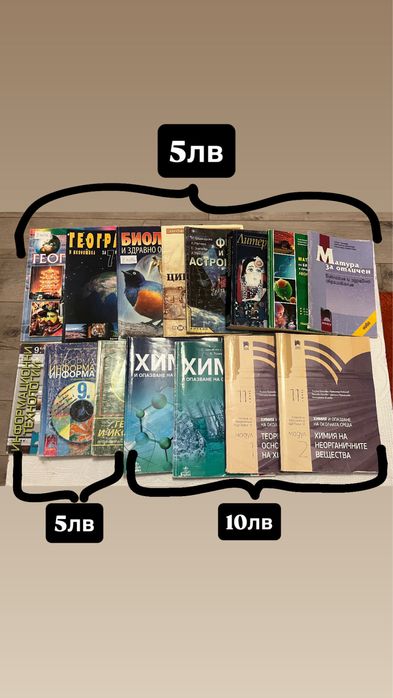 Продавам учебници за 8 , 9 , 10 , 11 и 12 клас.