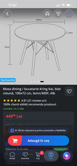 Masa dining/bucatarie