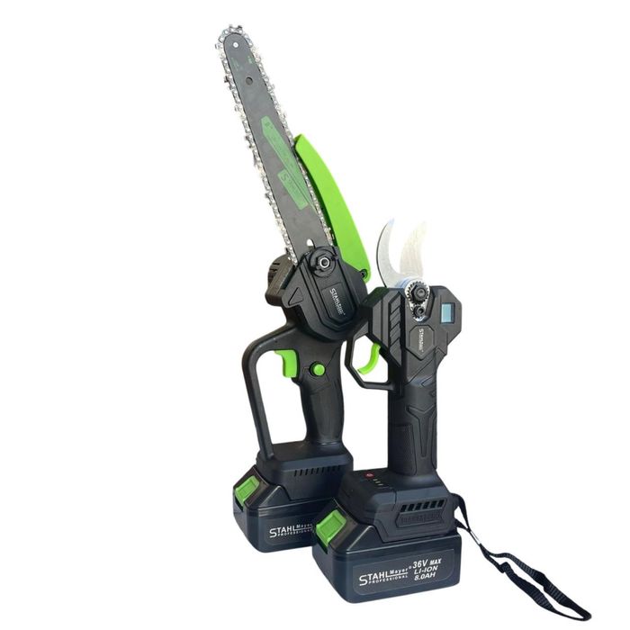 Комплект 2в1 Акумулаторна Лозарска Ножица и Трион с Омасляване 36V 8AH