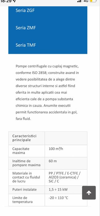 Pompa transfer lichide chimice si corozive
