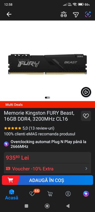 Kit Kingston 16gb 2x8 gb ddr4 3200mhz 16 CL