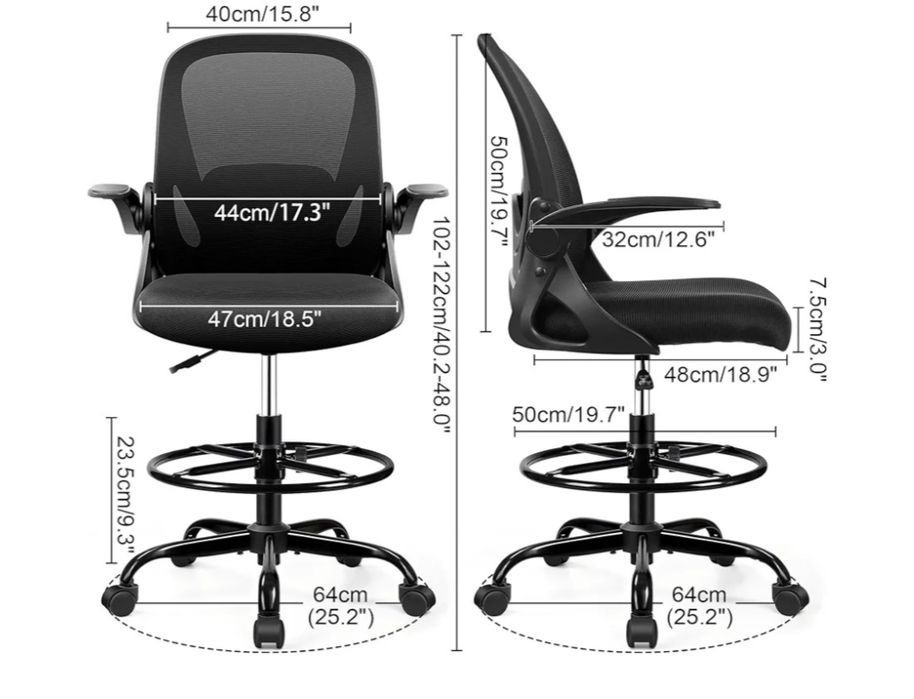 Scaun birou ergonomic Primy, reglabil cu cotiere rabatabile , negru.