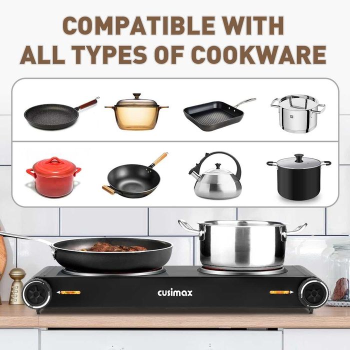 CUSIMAX двоен електрически котлон 2400 W,преносим инфрачервен плот