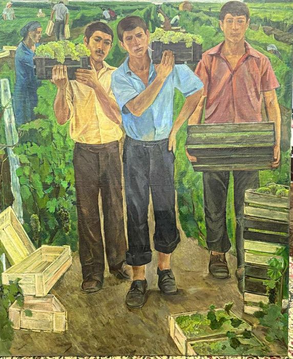 Юность моего края ( Сбор Вннограда)  холст, масло, размер  1.60х132
