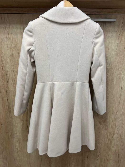 Palton dama roz pudra La Donna din stofa cu broderie manuala