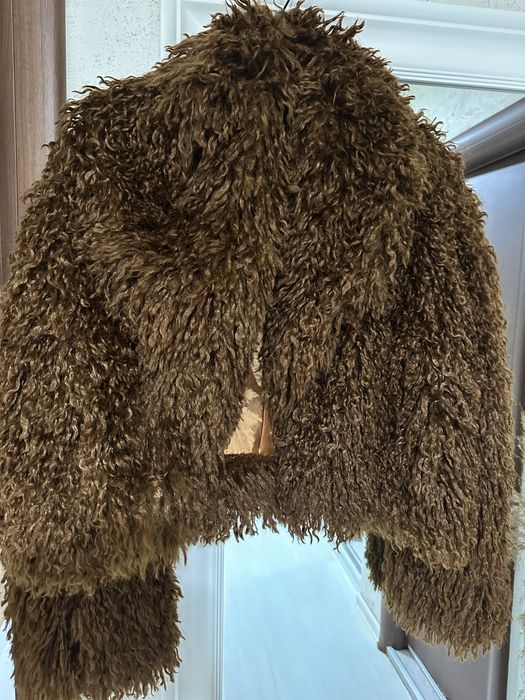 Палто еко косъм кафяво