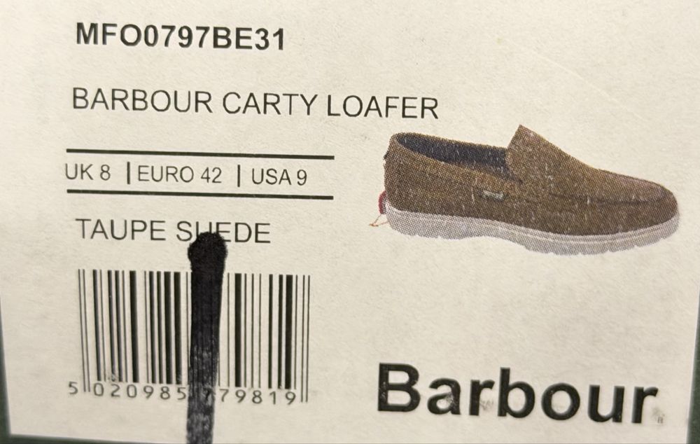 НОВИ!!! Мъжки велурени обувки Barbour Carty Loafer, Taupe Suede,42 (UK 8)