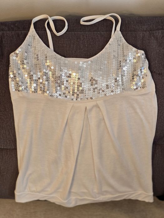 Top Elegant Dama cu Paiete Argintii – Stare Excelentă – Mărime S