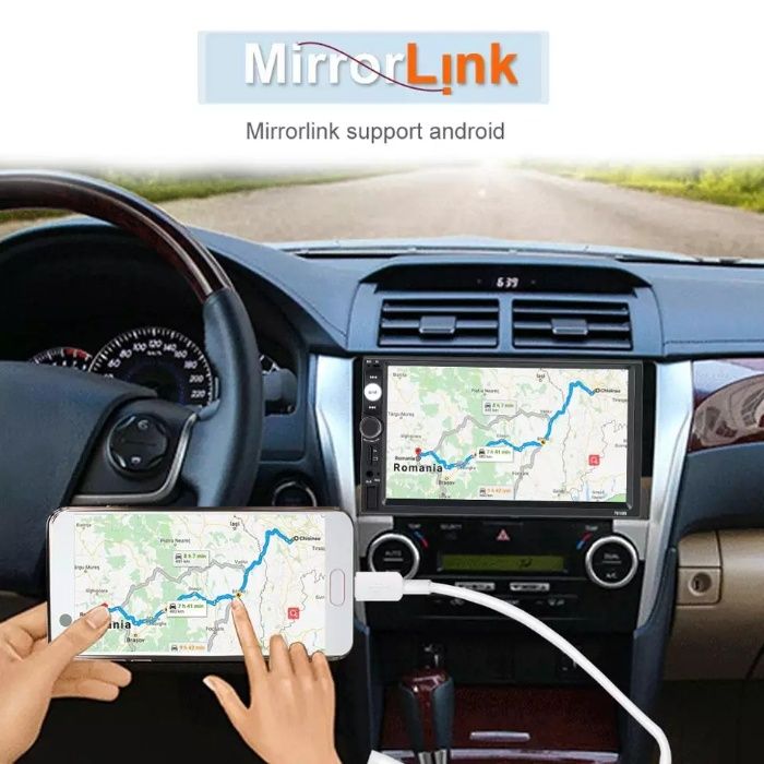 Navigatie MP5 Casetofon Polo Waze YouTube prin MirroLink BT USB Card