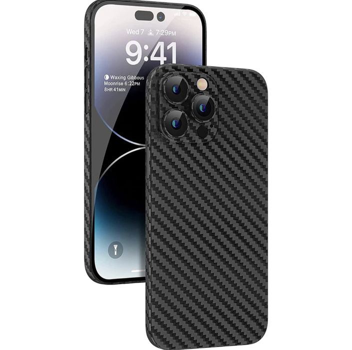 Husa Iphone 12/13/14/15/PRO/MAX/PLUS Carbon Type Subtire 0,2MM Neagra