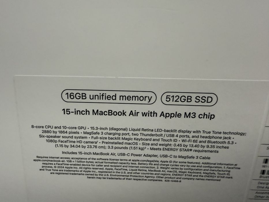 Macbook Air 15 M3 16Gb/512Gb/4