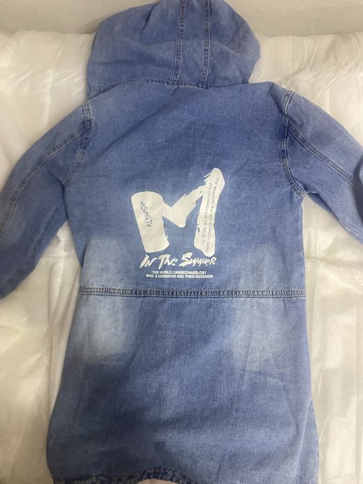 Длиная джинсовка с капюшоном