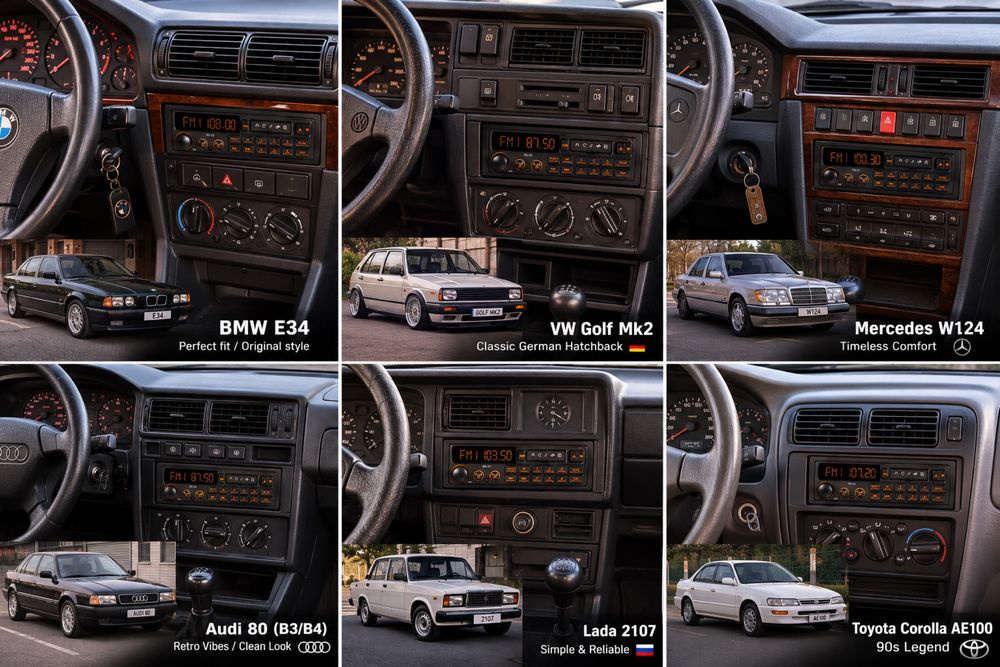 Автомагнитола 1DIN RS-20 Bluetooth/ BMW E34 / W124 / Golf 2 / Audi 80