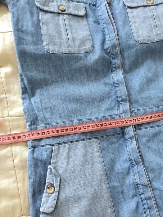 MIH Jeans rochie cămașă denim damă 100% bumbac XS S safari utility albastră nouă salopeta femei