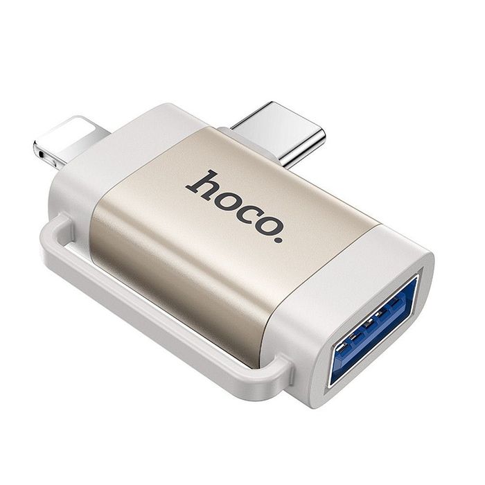 HOCO адаптер OTG 2in1 Type C / Lightning към USB A