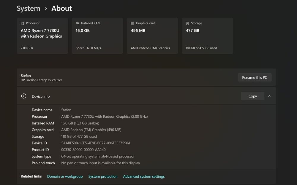 Laptop HP Pavilion 15 AMD Ryzen 7