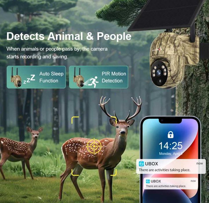 Соларна камуфлажна WiFi камера 4MP