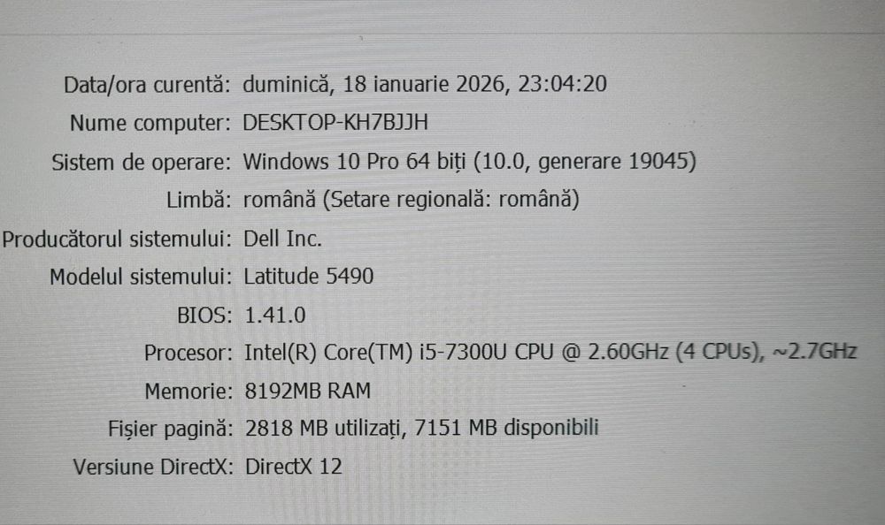 Dell Latitude 5490 i5 7300u, 8 GB DDR4, ssd 256 GB