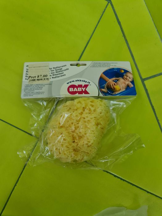 Burete natural OkBaby cu pori fini