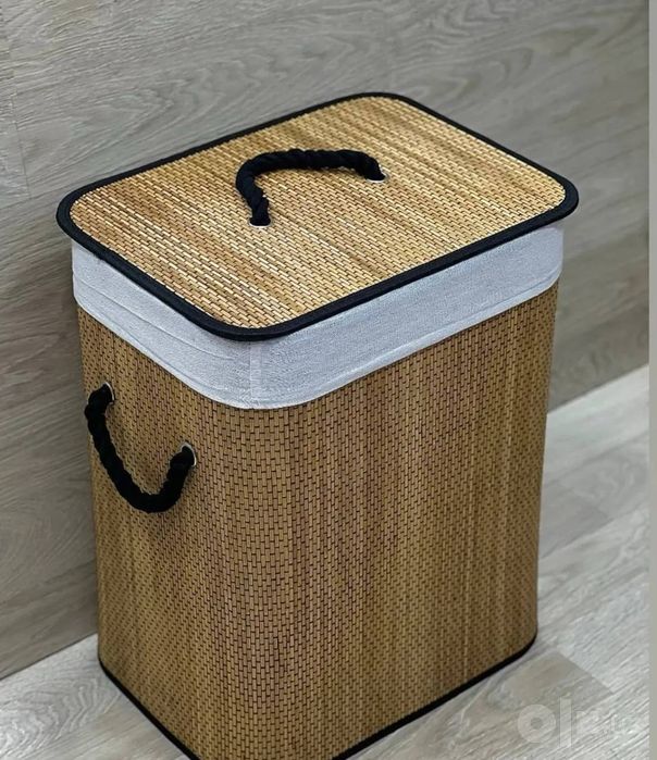 Бамбуковая корзина для белья