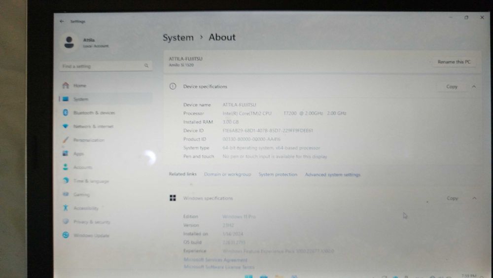 Laptop FUJITSU SIEMENS Amilo Si 1520