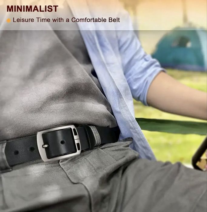 Мъжки кожени колани с двойна и квадратна катарама /Черна естест. кожа!