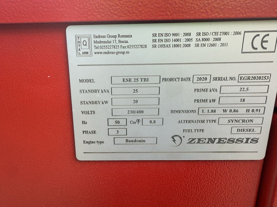 Generator de curent Zenessis 20 kw 2019