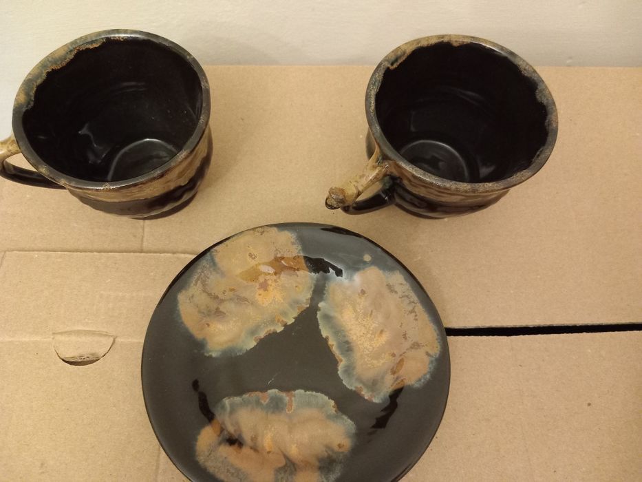 Set cesti-farfurioare ceramica, vintage