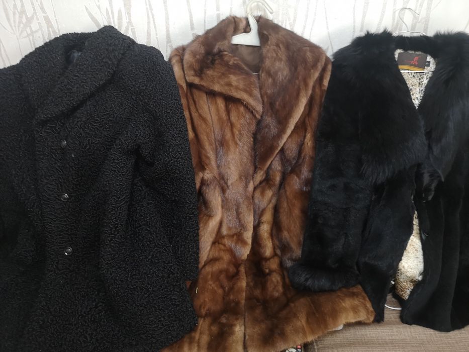 Шуба из норки, каракуль и кролик