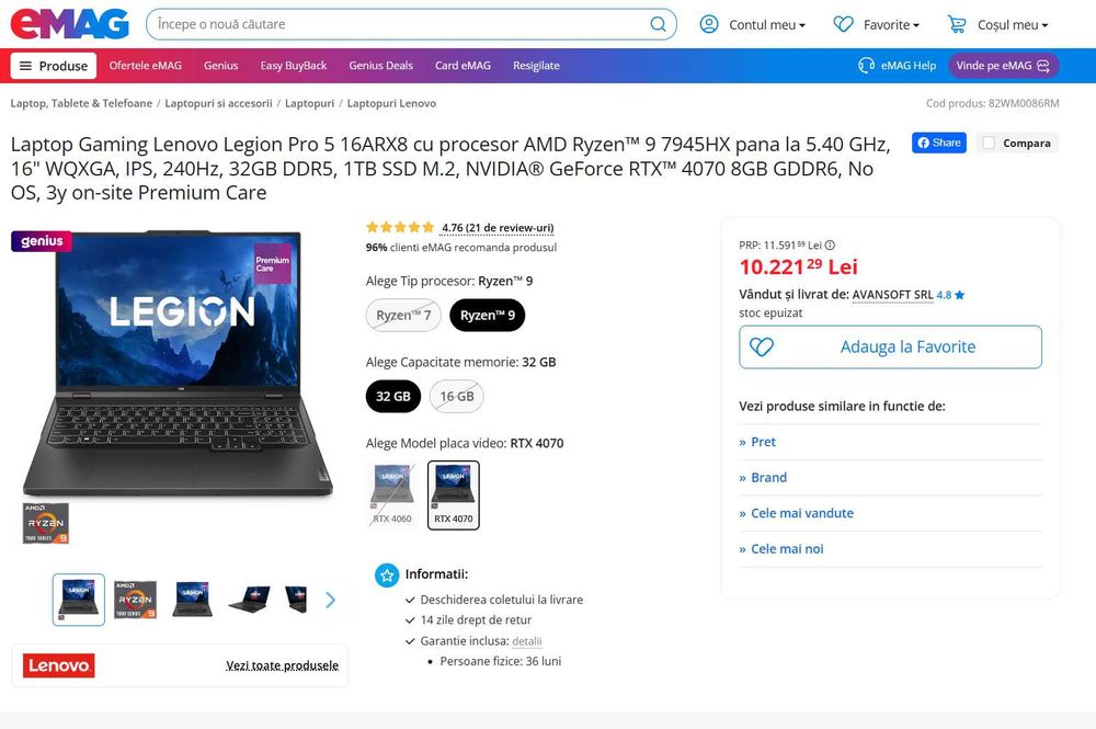 Laptop Gaming Lenovo Legion Pro 5