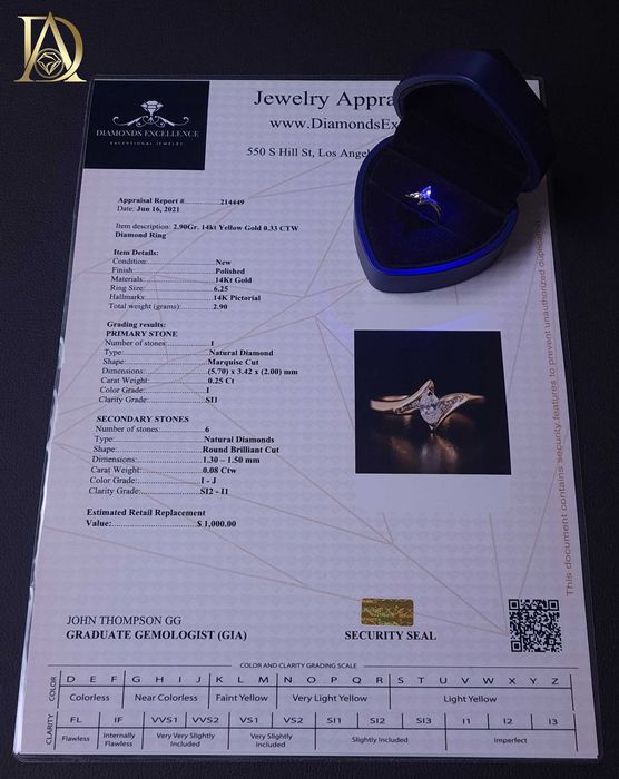 Нов Златен Пръстен с 0.33кт Естествени Диаманти