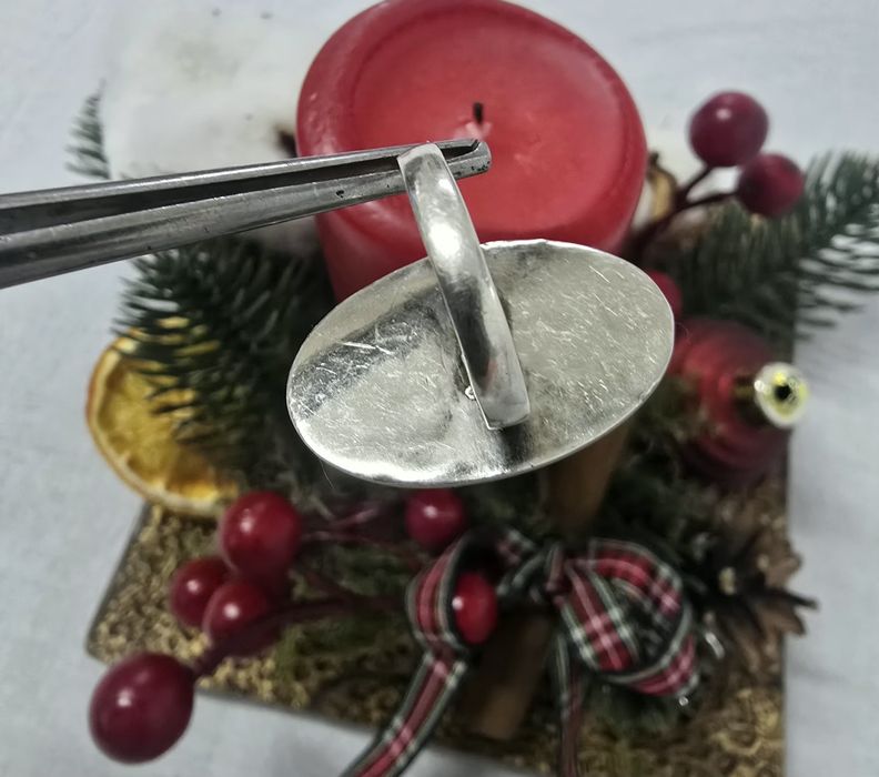 Inel din argint 925 cu cabochon mare din sidef ,vintage