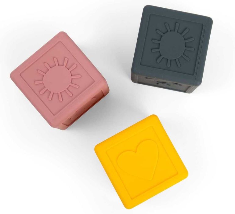 Bigjigs Toys Силиконови сензорни кубчета 3бр меки за деца и бебета