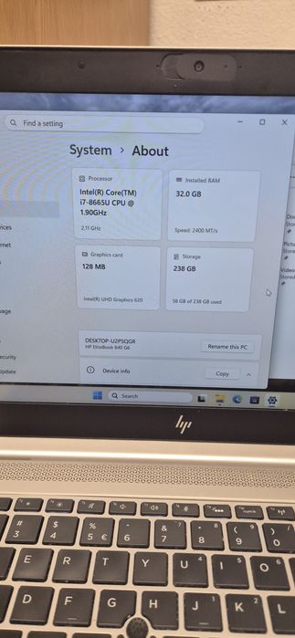 HP EliteBook 840, G6 , I7 , 32GB Ram + Rucsac HP