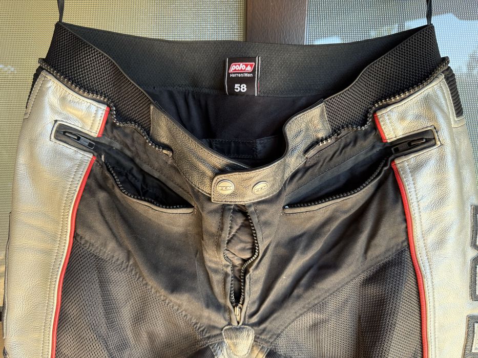 Set geaca + pantaloni piele moto FLM , marimea 58