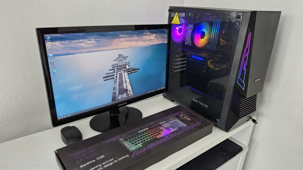 Sistem Gaming Complet i7+16gb RAM + Placa Video 4GB GDDR5 + hdd+ ssd  Monitor 60cm Full HD ideal GTA5 FiveM Fornite CS2 Roblox Minecraft