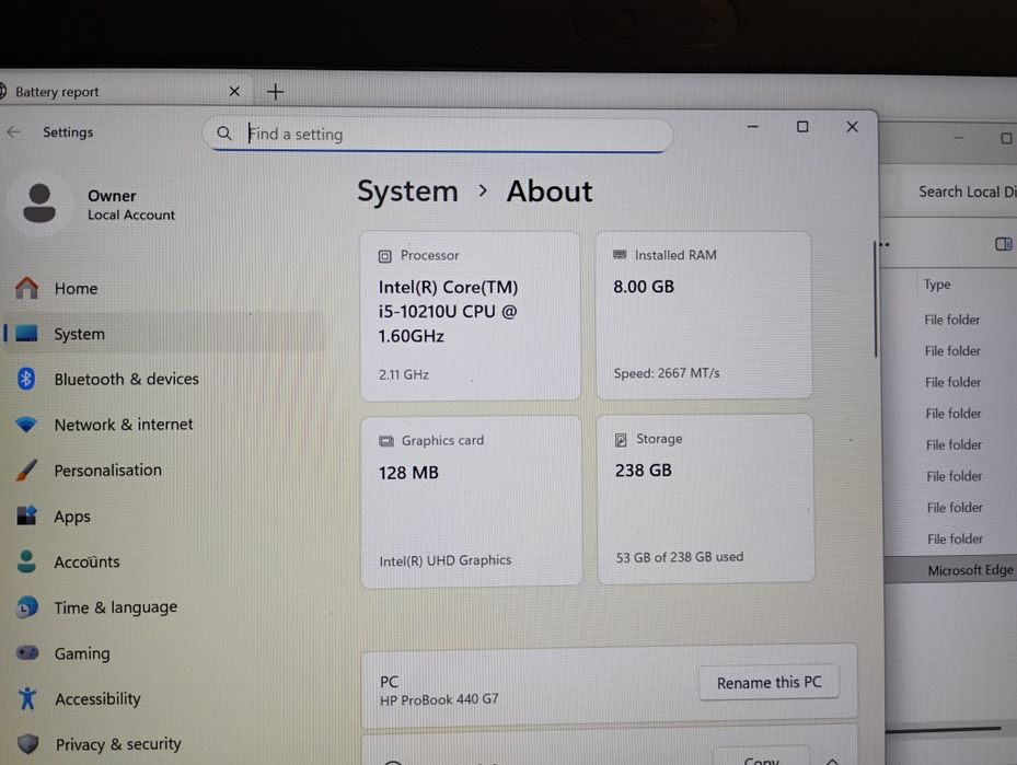 лаптоп HP ProBook 440 G7 - i5-10210U, 8/16GB RAM 256 NVMe SSD