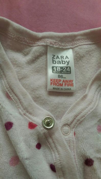 Плюшени пижамки Zara,р-р 12-18 и 18-24 м.