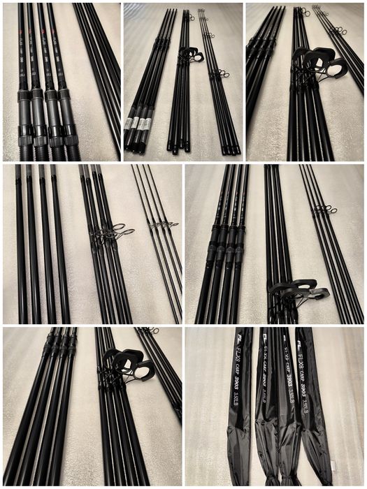 SET 4 Lansete FLX8 3.90M 3Segmente 3.5LBS + 4 Mulinete FL BLACK F 9000
