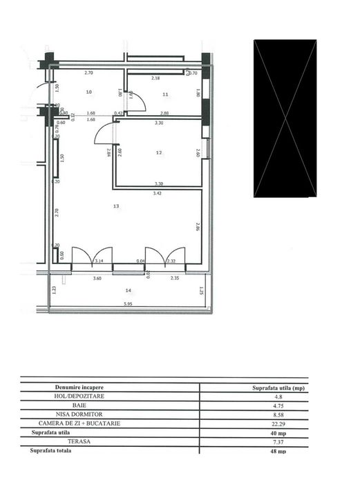 Apartament 1 cameră, etaj IV - retras, Maurer Residence Târgu Mureș
