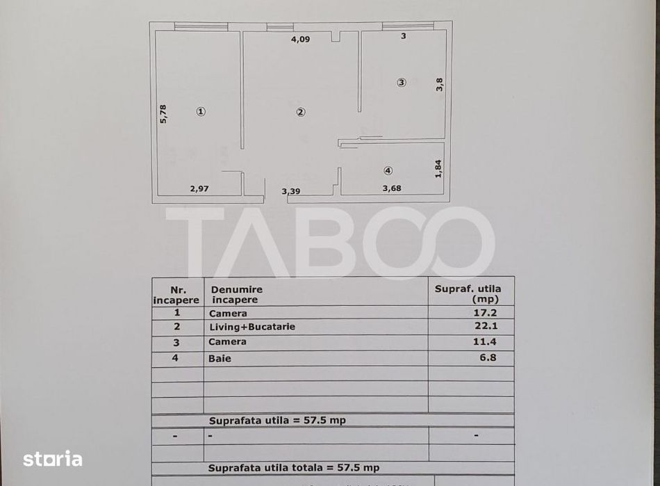 Apartament 3 camere 57 mp utili constructie noua 2025