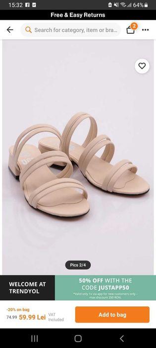 Papuci eleganti femei crem, marimea 36